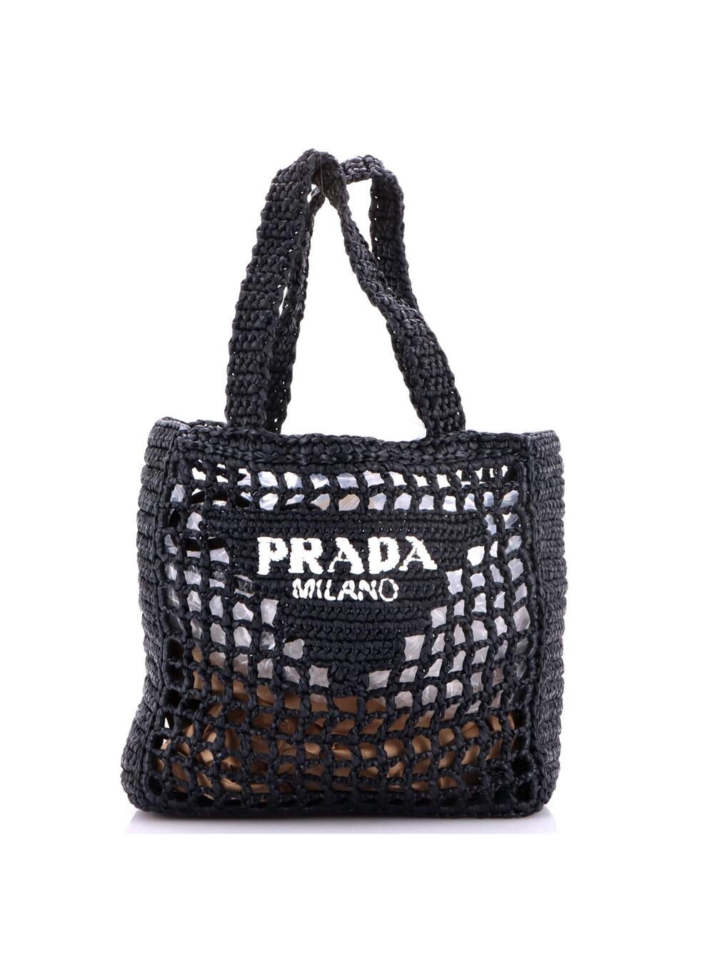 Prada Triangle Logo Open Tote Raffia #374835P11B